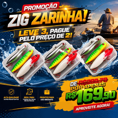 Kit Isca Zig Zarinha 3 Unidades para Tucunaré e Traíra | Caster Brasil
